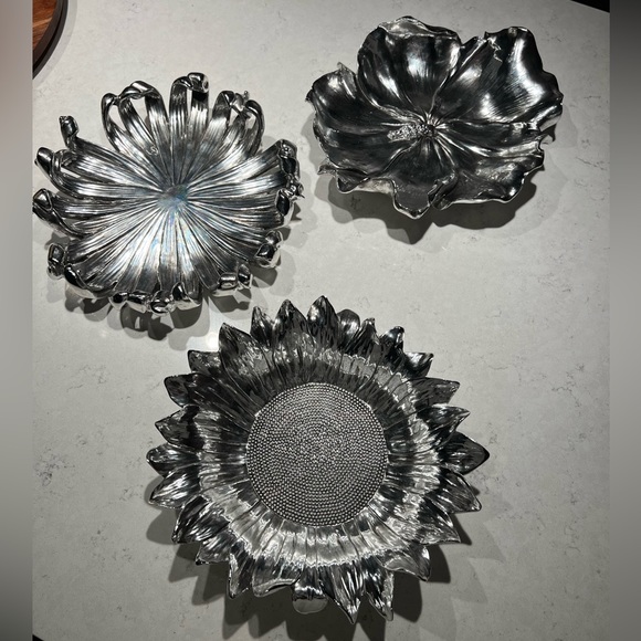 Uttermost Wall Decor Uttermost Silver Flowers Wall Art Set Of 3